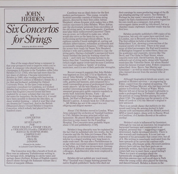 John Hebden, Cantilena, Adrian Shepherd : Six Concertos For Strings (LP)