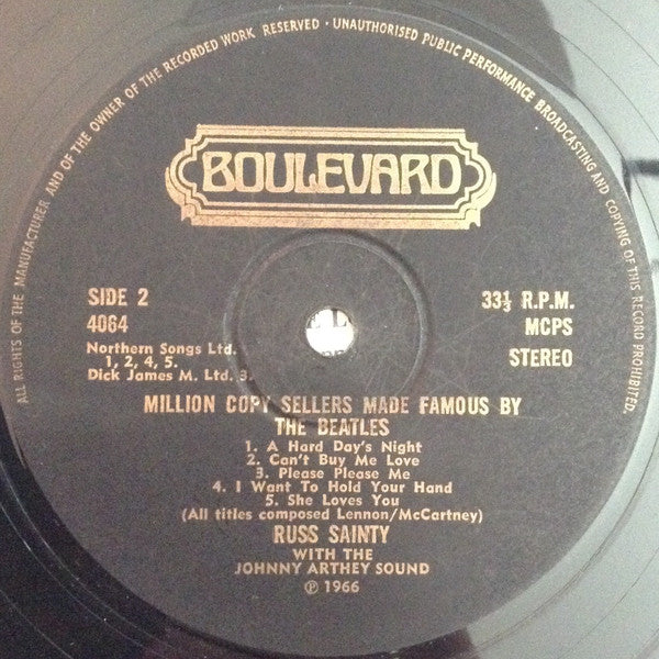 Russ Sainty With Johnny Arthey Orchestra : Million Copy Sellers Made Famous By The Beatles (LP, Album, RE)