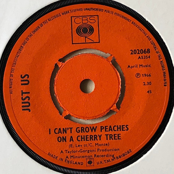 Just Us (7) : I Can't Grow Peaches On A Cherry Tree / I Can Save You (7", Single)