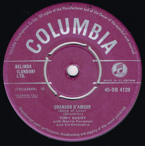 Tony Brent With Norrie Paramor And His Orchestra : Chanson D'Amour (Song Of Love) (7", Single)
