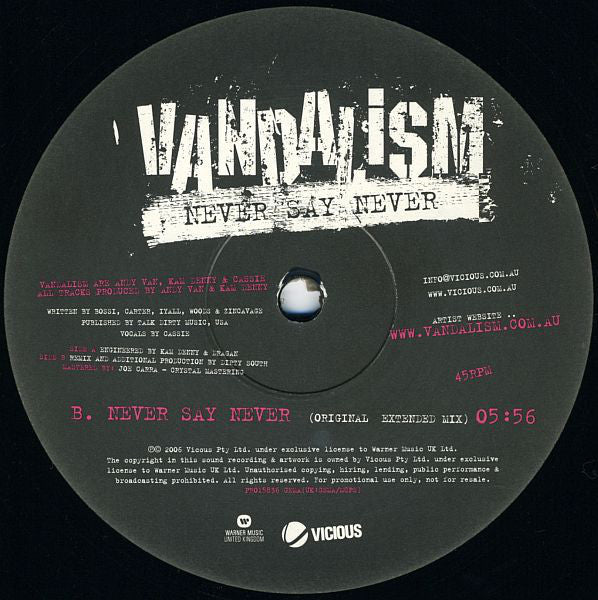 Vandalism (2) : Never Say Never (12", Promo)