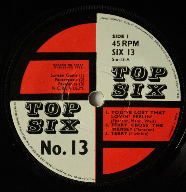 Unknown Artist : Top Six No. 13 (7", Single)
