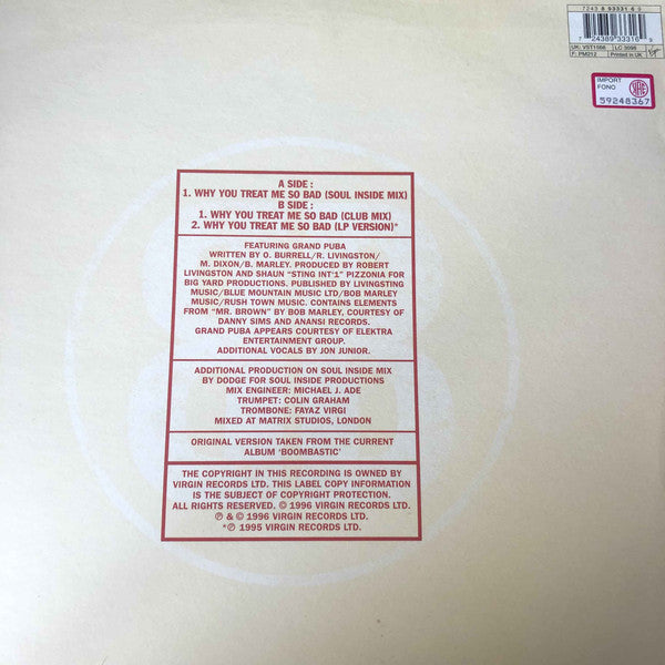 Shaggy Featuring Grand Puba : Why You Treat Me So Bad (12", Single)
