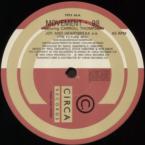 Movement 98 Featuring Carroll Thompson : Joy And Heartbreak (The Future Remixes) (12")