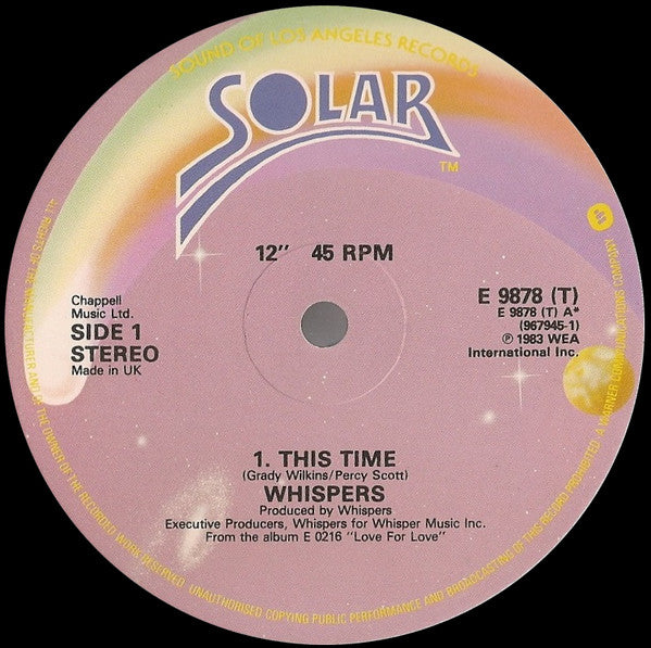 The Whispers : This Time (12", Single, Com)