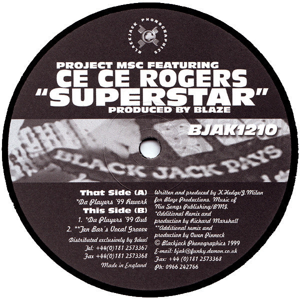 Project MSC Featuring Ce Ce Rogers : Superstar (12")