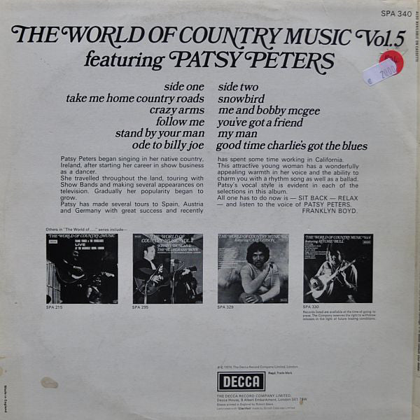 Patsy Peters : The World Of Country Music Vol.5 Featuring Patsy Peters (LP)