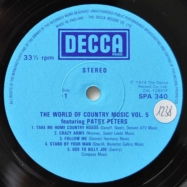 Patsy Peters : The World Of Country Music Vol.5 Featuring Patsy Peters (LP)