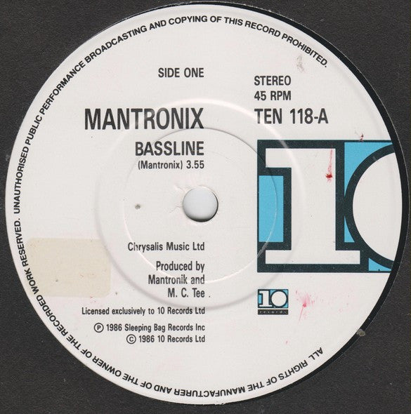 Mantronix : Bassline (7", Single)