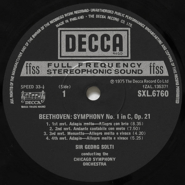 Ludwig van Beethoven, Chicago Symphony Orchestra, Georg Solti : Symphonies 1&8 (LP)