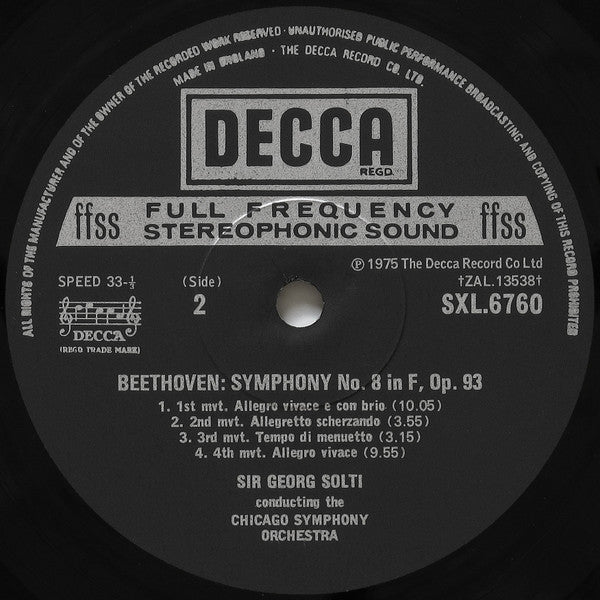 Ludwig van Beethoven, Chicago Symphony Orchestra, Georg Solti : Symphonies 1&8 (LP)
