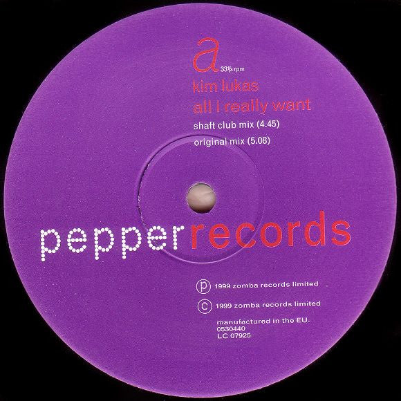 Kim Lukas : All I Really Want (12")
