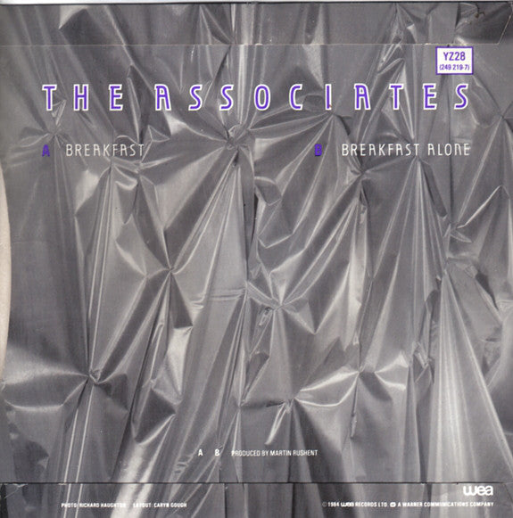 The Associates : Breakfast (7", Single, Sil)