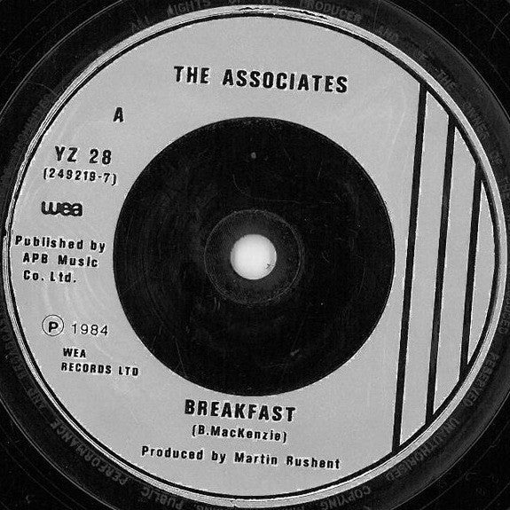 The Associates : Breakfast (7", Single, Sil)