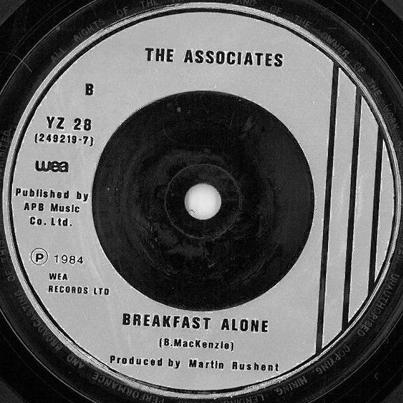 The Associates : Breakfast (7", Single, Sil)