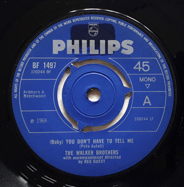 The Walker Brothers : (Baby) You Don't Have To Tell Me (7", Single, Mono, 3-P)