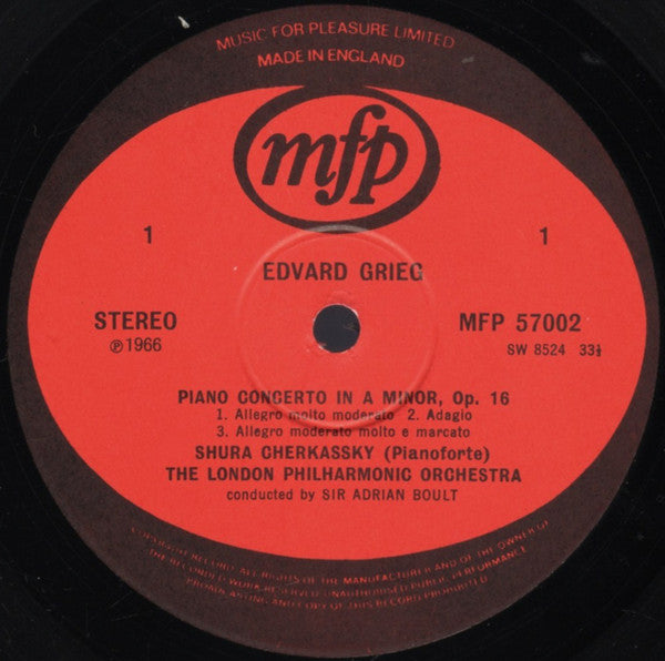 Grieg*, Schumann* - Shura Cherkassky, The London Philharmonic Orchestra* Conducted By Sir Adrian Boult : Piano Concertos (LP, RE)