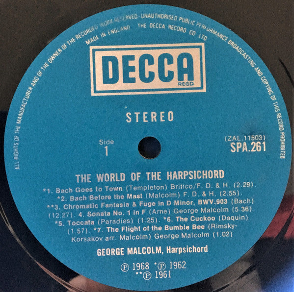 George Malcolm : The World Of The Harpsichord (LP, Comp)