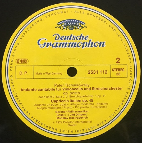 Pyotr Ilyich Tchaikovsky ·  Berliner Philharmoniker ·  Mstislav Rostropovich : Ballett-Suiten 1 Nussknacker = Nutcracker / Andante Cantabile / Capriccio Italien (LP, Album)