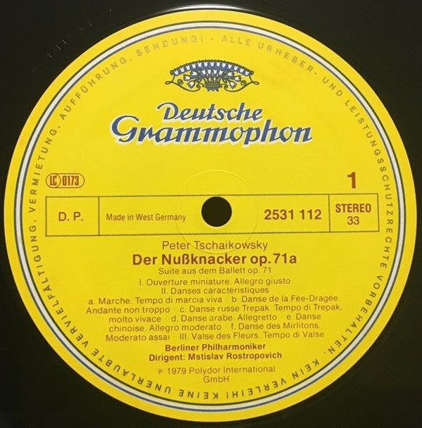 Pyotr Ilyich Tchaikovsky ·  Berliner Philharmoniker ·  Mstislav Rostropovich : Ballett-Suiten 1 Nussknacker = Nutcracker / Andante Cantabile / Capriccio Italien (LP, Album)