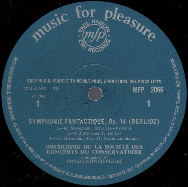 Hector Berlioz - Constantin Silvestri Conducts Orchestre De La Société Des Concerts Du Conservatoire : Symphonie Fantastique (LP, Mono)