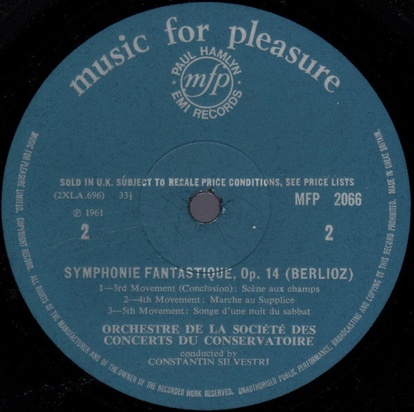 Hector Berlioz - Constantin Silvestri Conducts Orchestre De La Société Des Concerts Du Conservatoire : Symphonie Fantastique (LP, Mono)