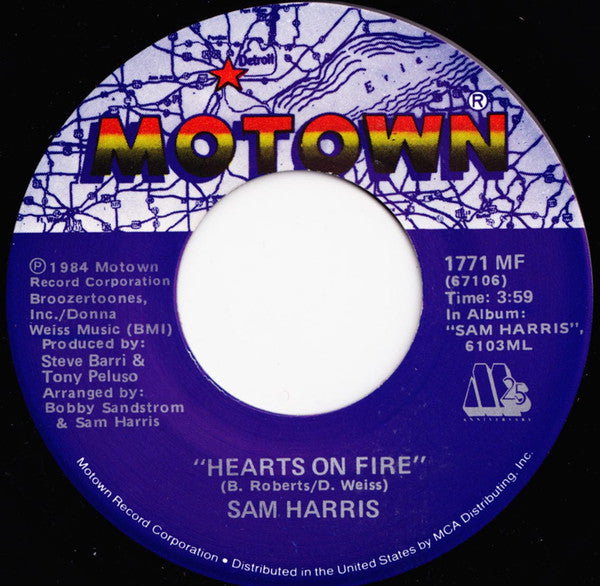 Sam Harris (2) : Hearts On Fire (7", Single)