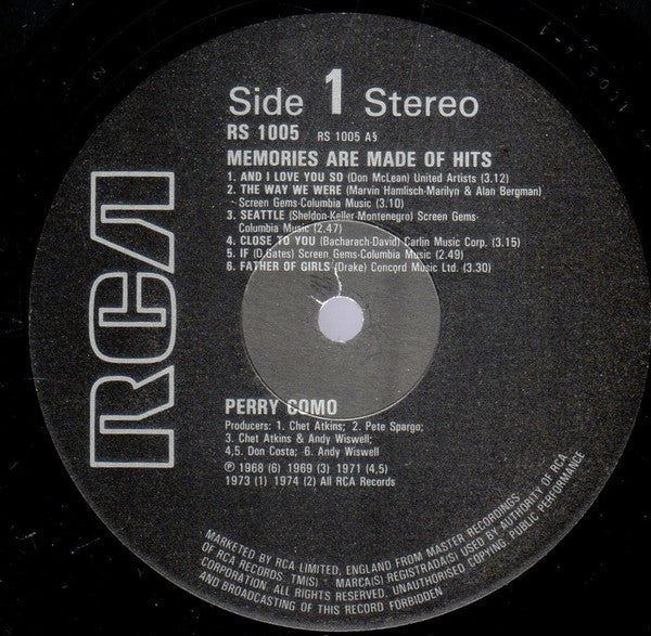 Perry Como : Memories Are Made Of Hits (LP, Comp)