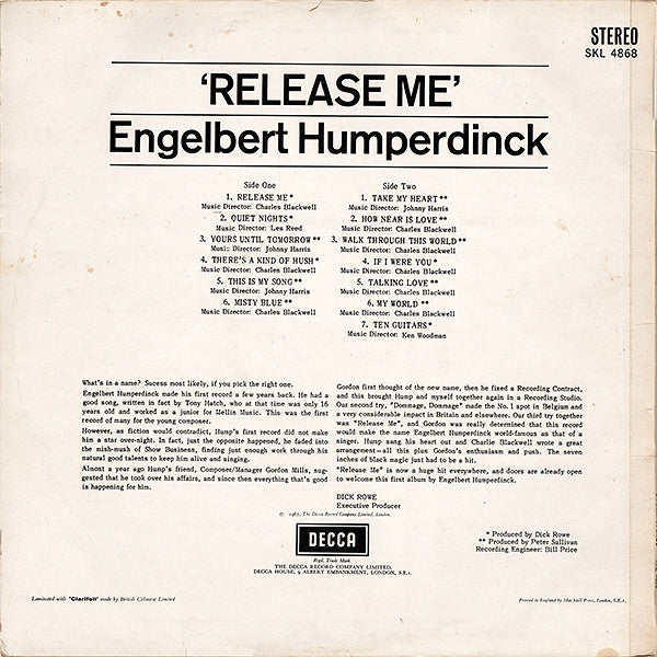 Engelbert Humperdinck : Release Me (LP, Album)