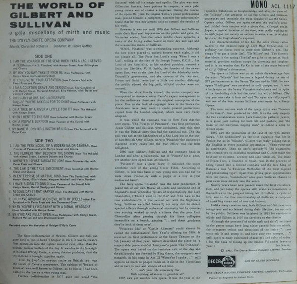 Gilbert & Sullivan, D'Oyly Carte Opera Company : The World Of Gilbert & Sullivan (LP, Album, Mono)