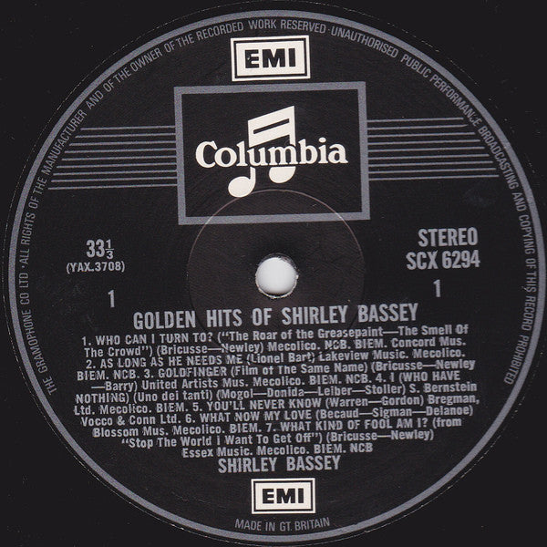 Shirley Bassey : Golden Hits Of Shirley Bassey (LP, Comp, RP)