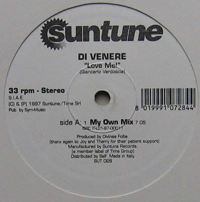 Nicola Di Venere : Love Me! (12")