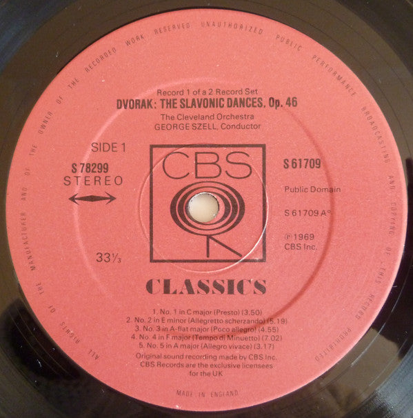 Antonín Dvořák / Bedřich Smetana - George Szell · The Cleveland Orchestra : Slavonic Dances / The Moldau (2xLP, Comp)