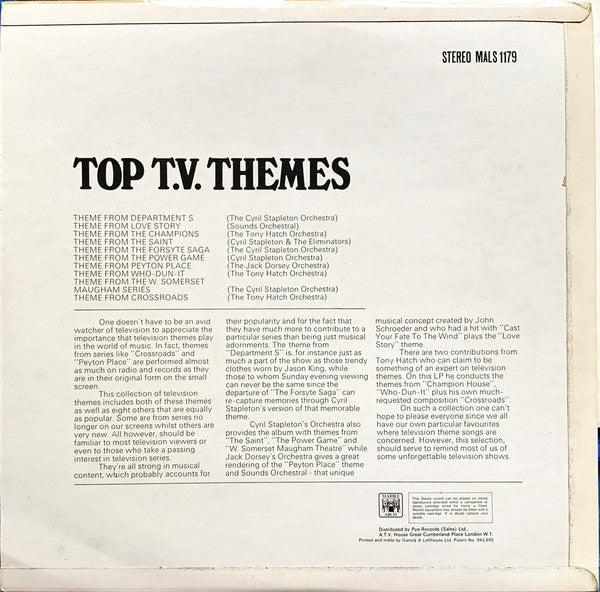 Various : Top T.V. Themes (LP, Album, Comp)