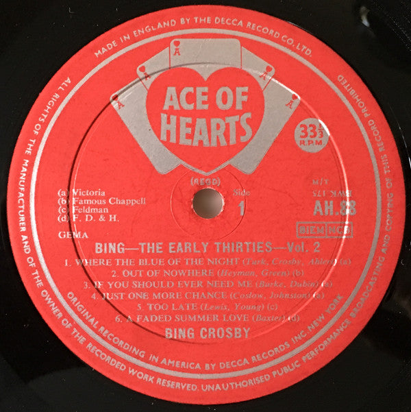 Bing Crosby : The Early Thirties Volume 2 (LP, Album, Comp, Mono)