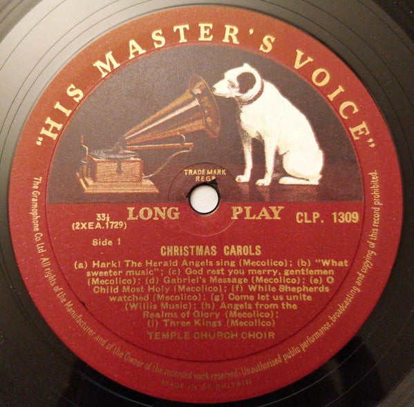 The Choir Of The Temple Church : Christmas Carols (LP, Album, Mono)
