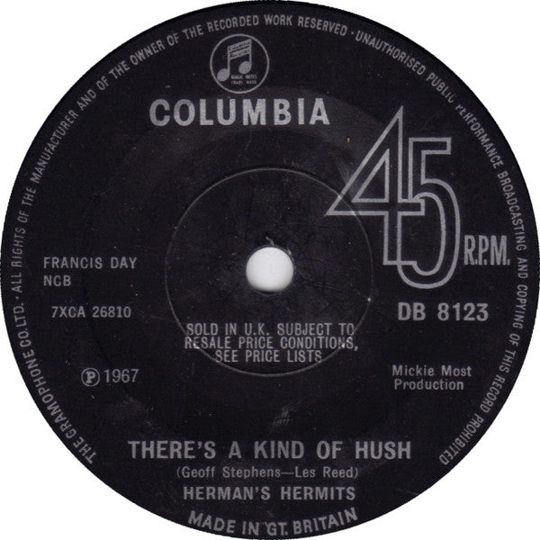 Herman's Hermits : There's A Kind Of Hush (7", Single, Sol)