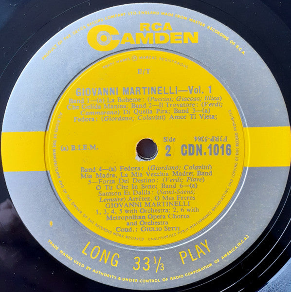 Giovanni Martinelli : Giovanni Martinelli Sings By Request Volume 1 (LP, Comp, Mono)
