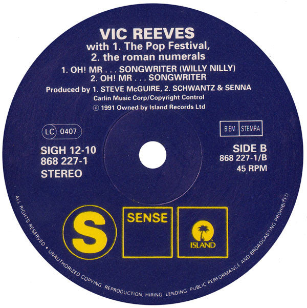 Vic Reeves And The Roman Numerals : Born Free (12")