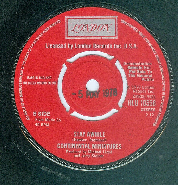 Continental Miniatures : Glad All Over (7", Single, Promo)