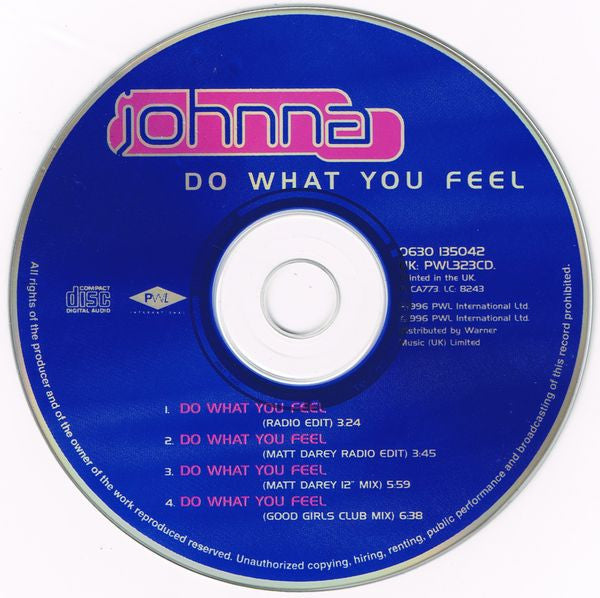 Johnna : Do What You Feel (CD, Single)