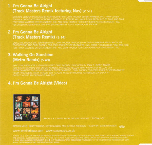 Jennifer Lopez : I'm Gonna Be Alright (CD, Single, Enh)
