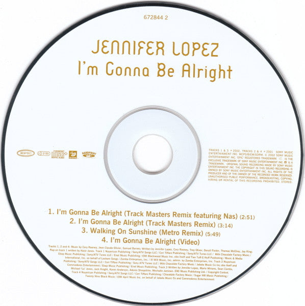 Jennifer Lopez : I'm Gonna Be Alright (CD, Single, Enh)