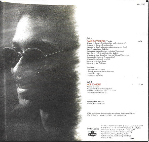 Junior (2) : Yes... (If You Want Me) (7", Single)