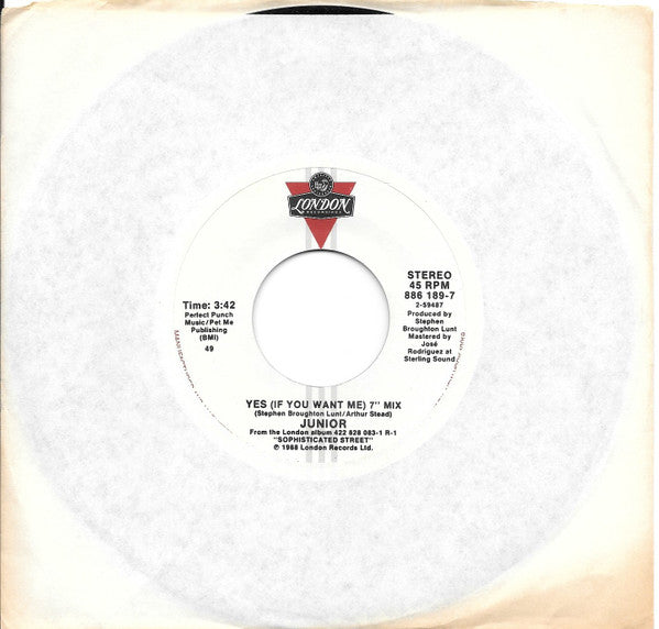 Junior (2) : Yes... (If You Want Me) (7", Single)
