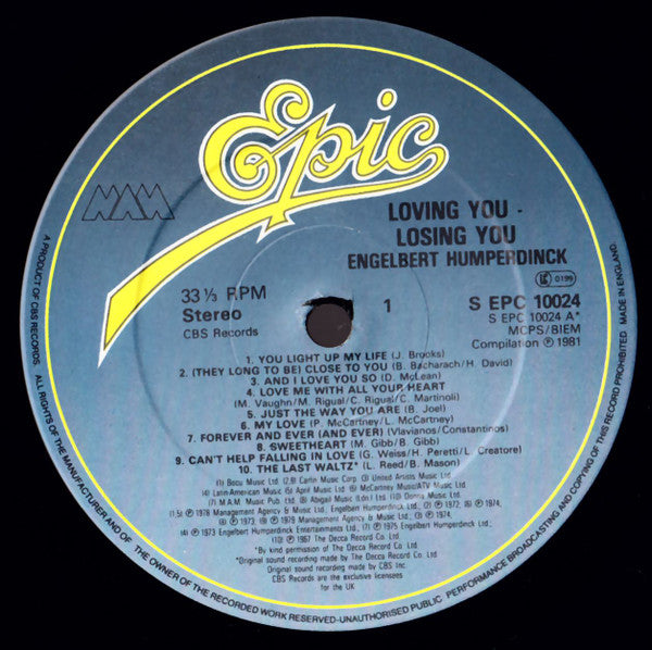 Engelbert Humperdinck : 20 Special Songs For You --- Loving You - Losing You (LP, Comp)