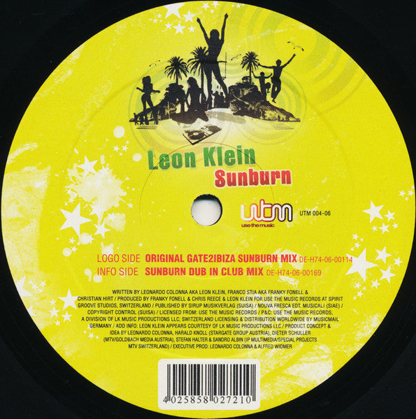 Leon Klein : Sunburn (The Official MTV Sixpack Gate2Ibiza Hymn) (12")