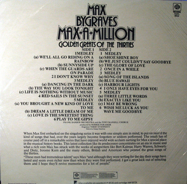 Max Bygraves : Max-a-million Golden Greats Of The Thirties (LP, Album)