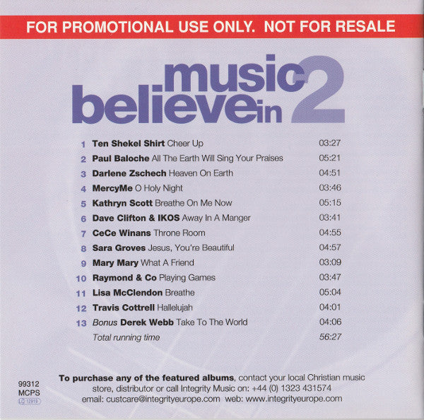 Various : Music 2 Believe In (CD, Comp, Promo)