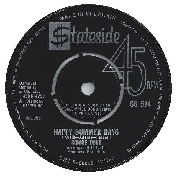 Ronnie Dove : Happy Summer Days (7", Single)
